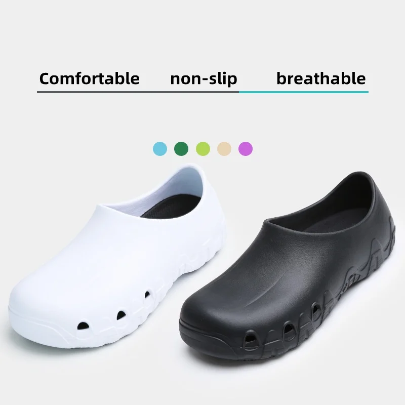 Non-slip Chef Work Shoes Unisex Non-slip Oil-proof Wear-resistant Kitchen Canteen Work Shoes EVA Material Medical Shoes