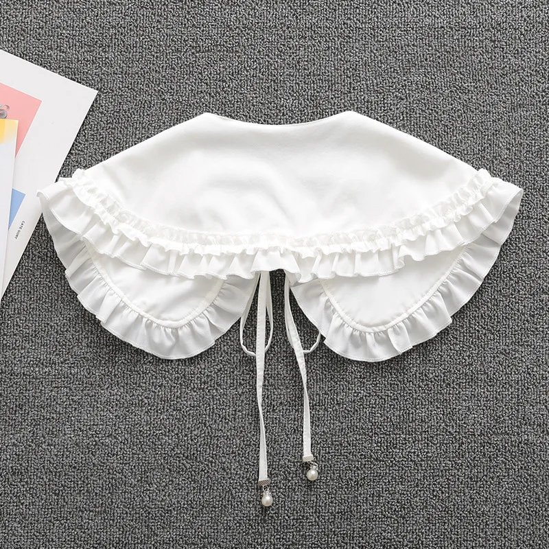 TAPA-8R114   Half Shirts Neckline detachable ruffled collar Black White Blouse Chiffon False Collar for Women Shirts accessories