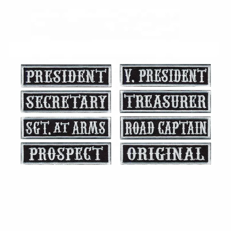 Quality Checking Custom Embroidery Name Patch 110 MM Wide Biker Motorcycle  Badge Tag Vest Personalized