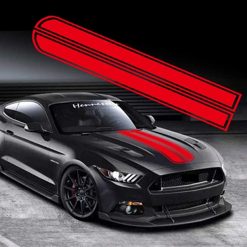 Car Hood Stripe Sticker Auto Racing Stripes Body Side Decal Hood Vinyl Stripe Sticker Decoration for Car Vehicles