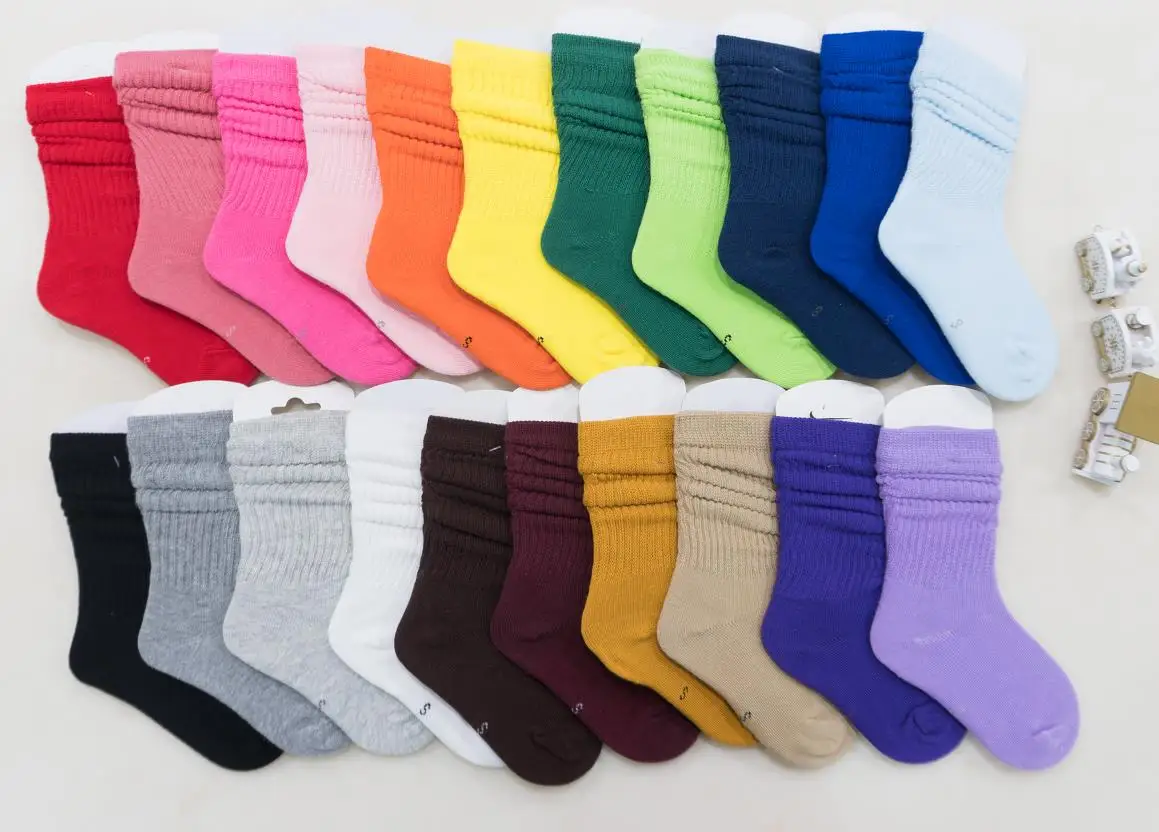 New Long Crew Socks For Baby Toddler Fluorescent Children's Slouch Socks Combed Cotton Candy Colored Little Girls Kids Socks