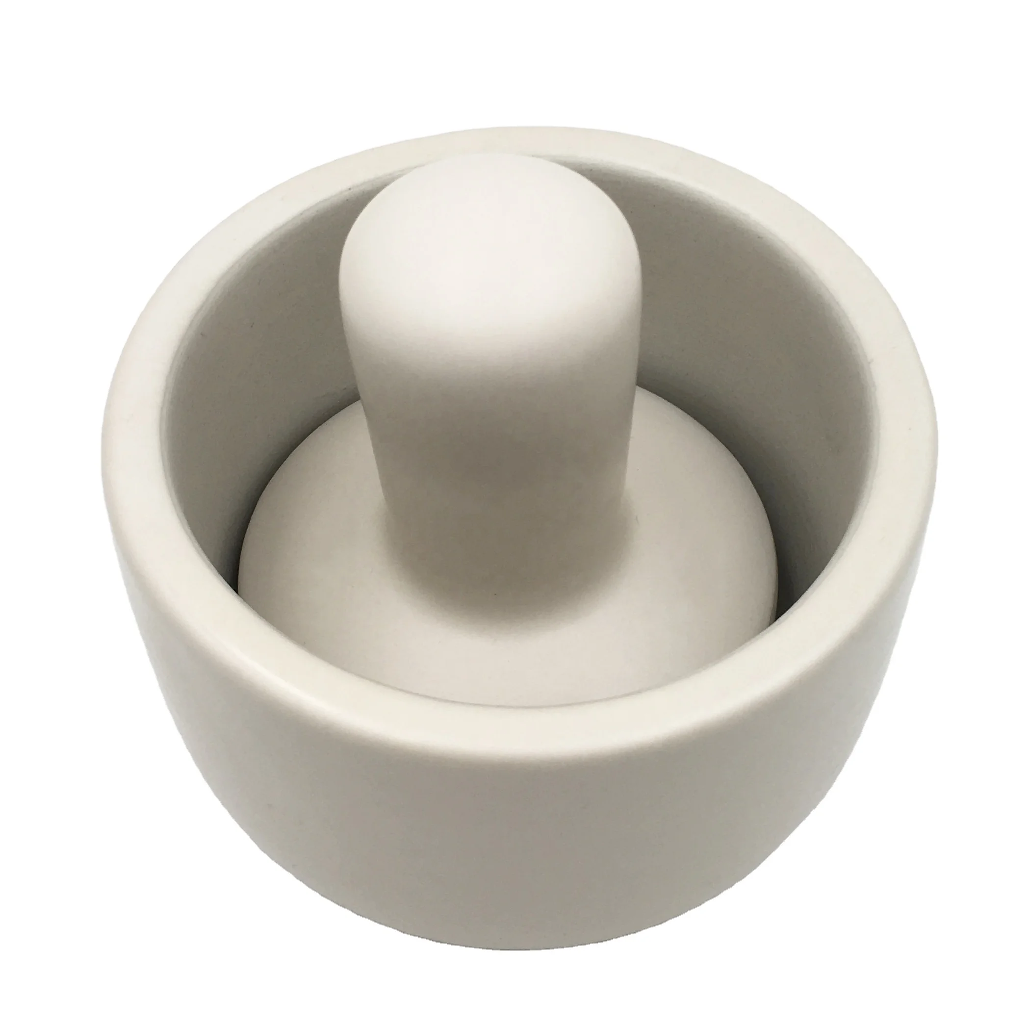 Handmade white ceramic mortar and pestle