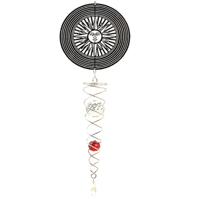 Metal Craft Wind Chime 3D Wind Spinner With Gazing Ball Spiral Tail 360 Degrees Spin Metal Wind Sculptures Stainless Steel Chime