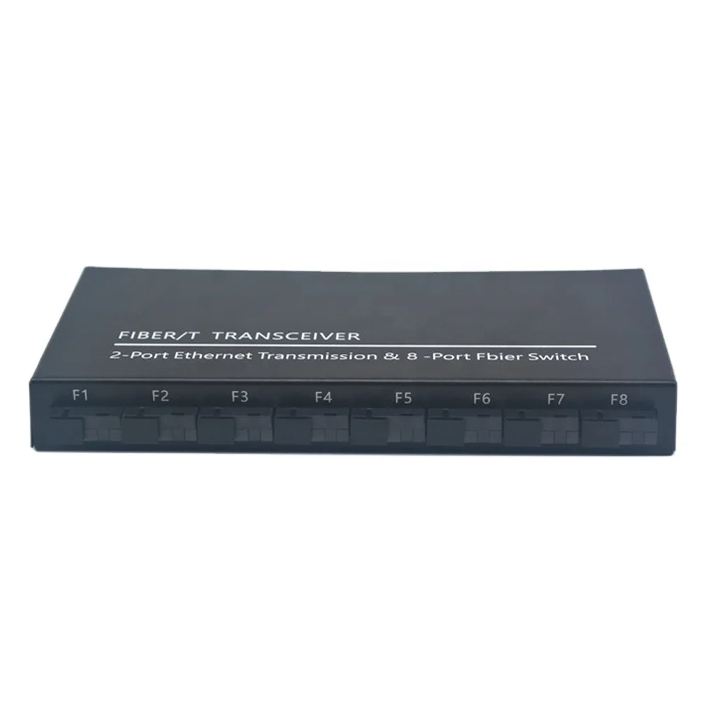 10/100 м 8 портов fiber SC + 2 порта RJ45 20 км одномодовый оптоволоконный медиаконвертер ethernet сетевой коммутатор