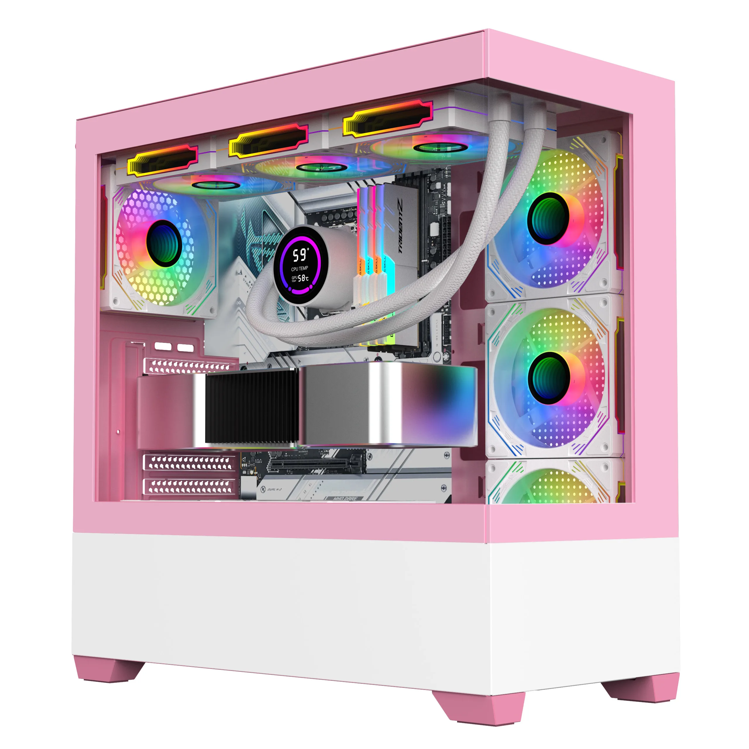 OEM Закаленное стекло розовый ATX компьютерный игровой корпус ПК игровой шкаф для компьютера корпус и башни настольное шасси