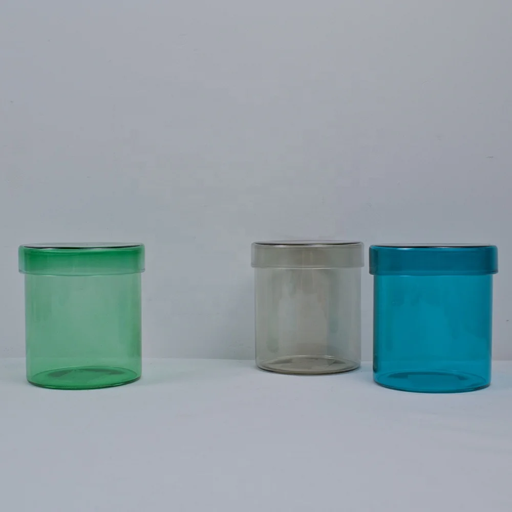 High borosilicate blue glass candle jars in bulk with lid