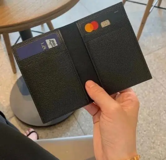 Luxury man women Credit Cards Solid Color Slim Tiny Purse cow epsom leather card holder wallet with packaging box