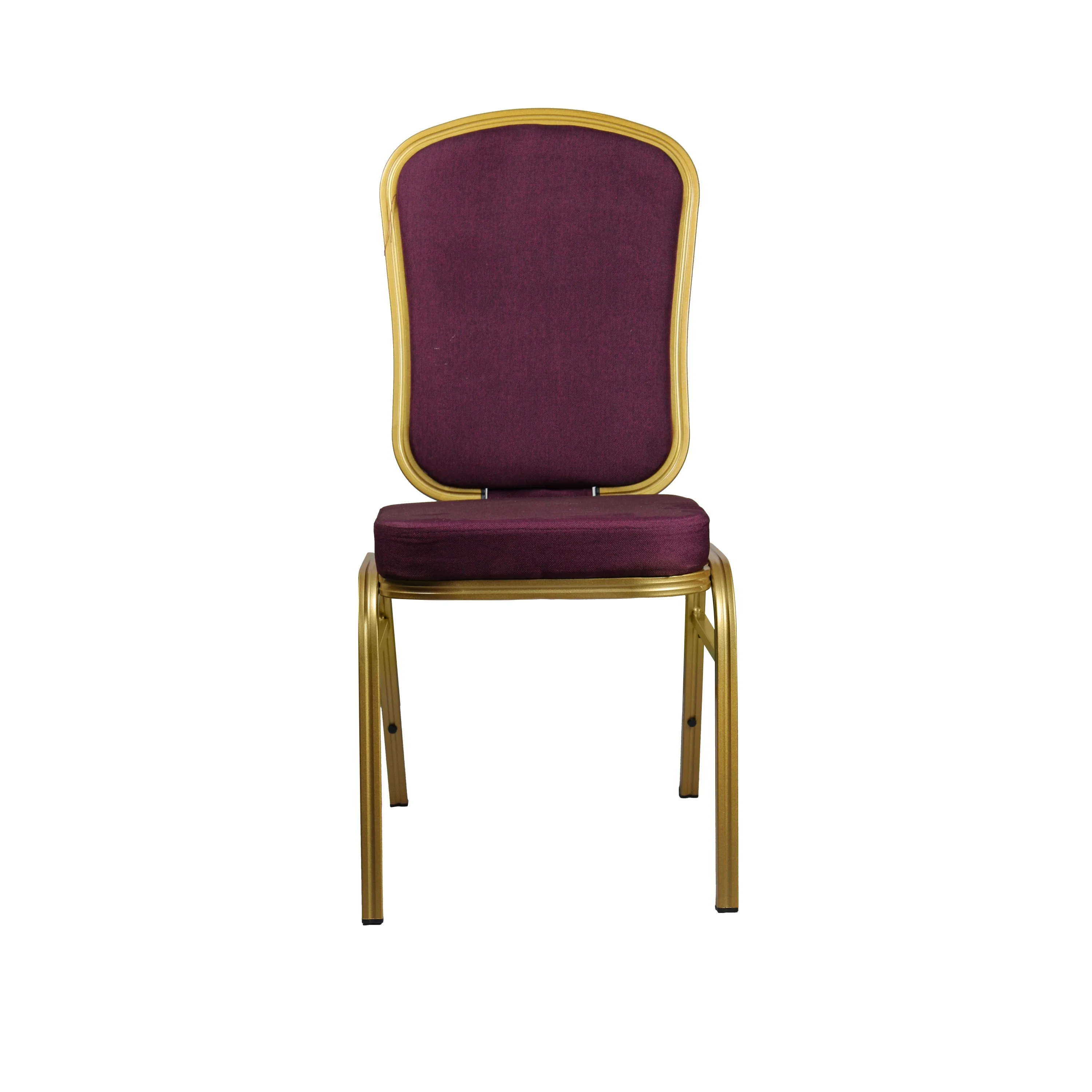 Traditional Chinese Style Royal Red Wedding Ceremony Gold Iron Frame Hotel Chair for