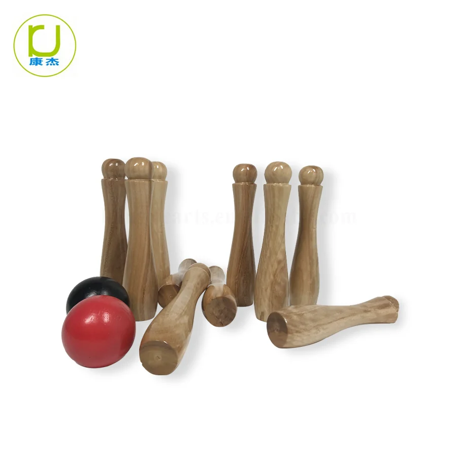 Indoor and Outdoor Game Funny Bowling Balls with 10 Wooden Pins 2 Balls with carrying Bag