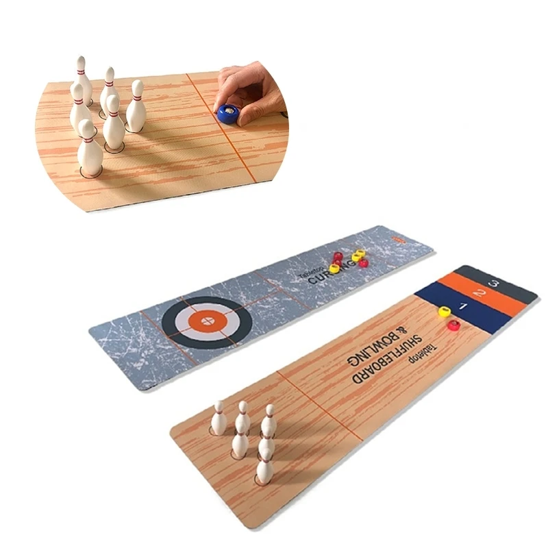 3 In 1 Board Game Tabletop Bowling Game Curling Shuffleboard Game