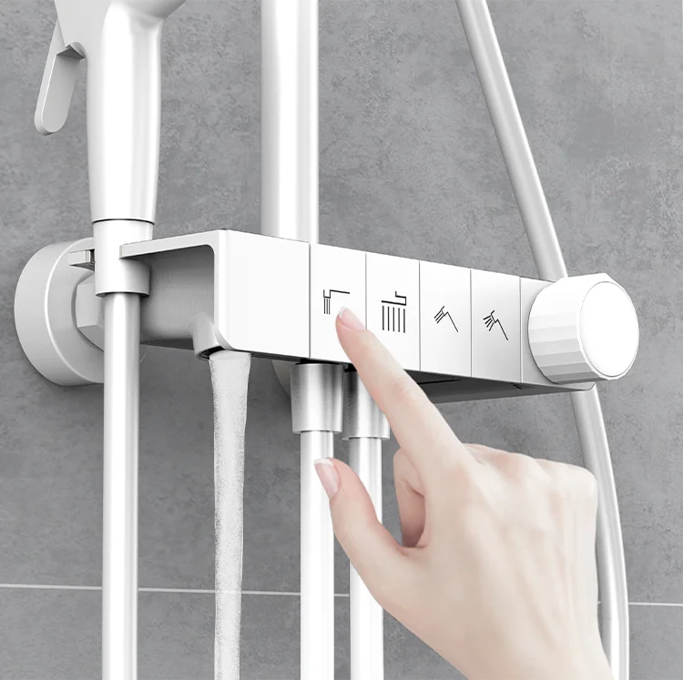 Modern Single-Handle Bathroom Shower Mixer Wall Mounted Multifunctional Brass Square Ceramic Wash Basin Polished 2 Holes