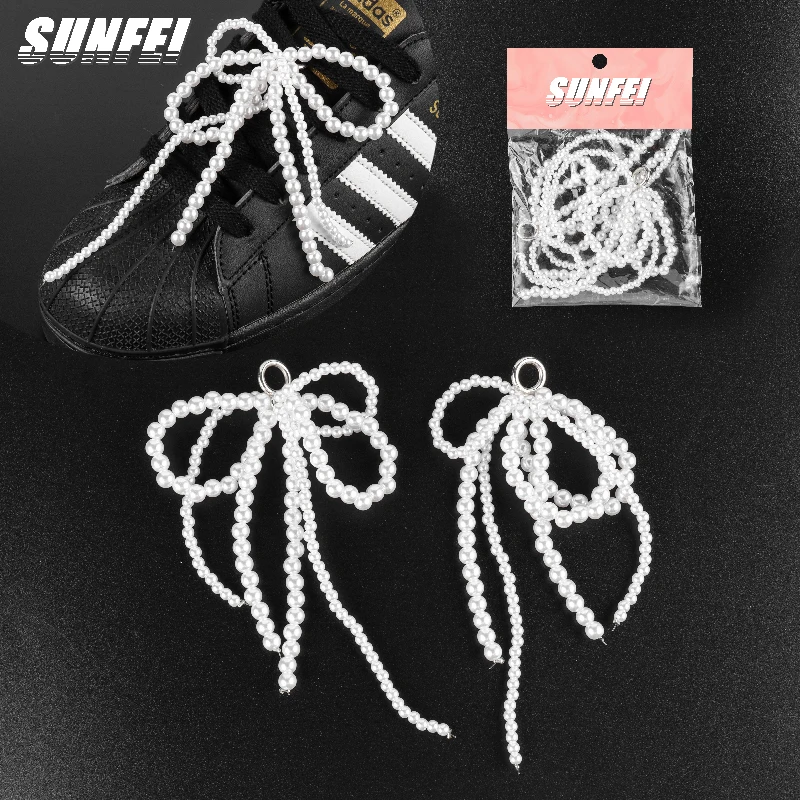 sunfei Custom Shoelace Charms DIY Shoe Clips Tag Shoelaces Decorations Faux Pearl Sneaker shoelace Dubrae buckle
