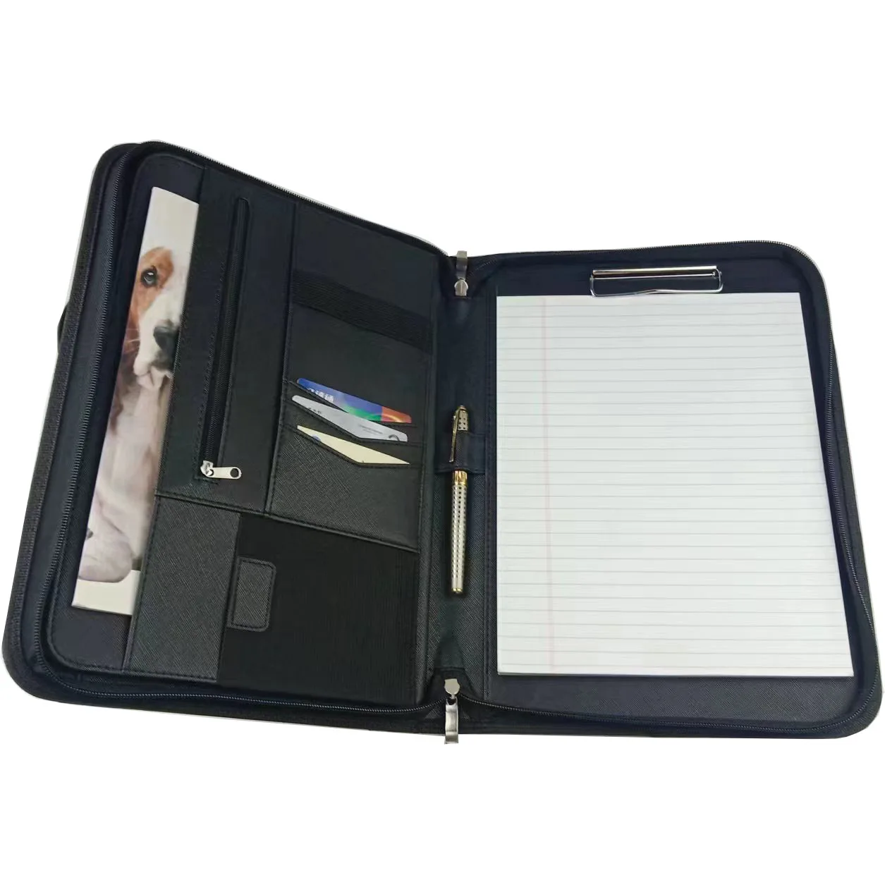 Персонализированная кожаная папка для документов А4 на молнии, портфель, органайзер для бизнес-конференций