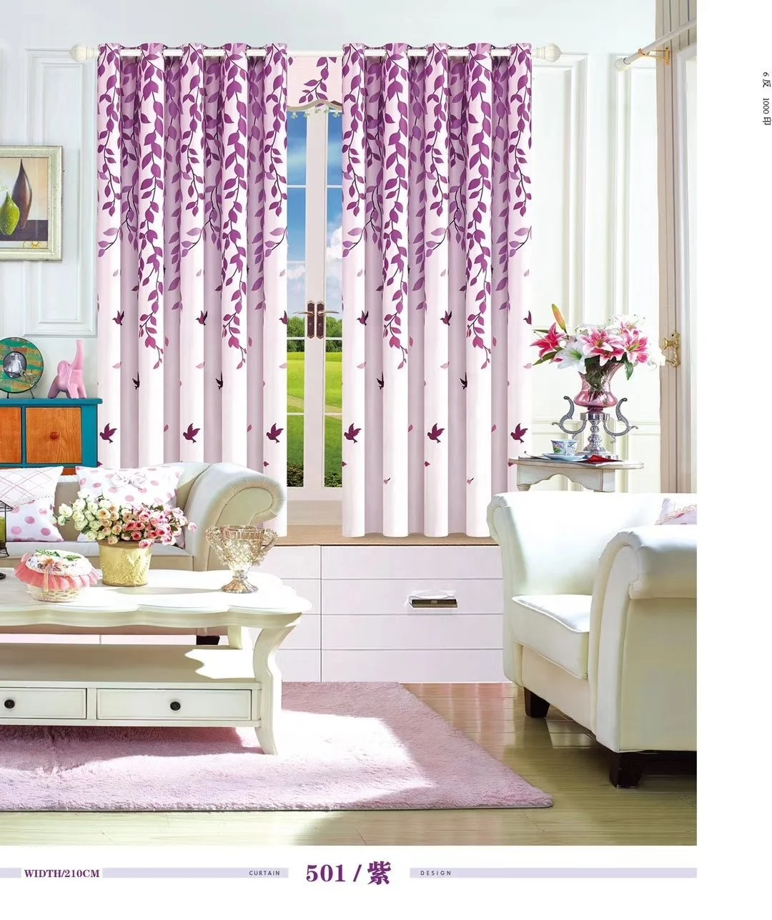Wholesale ready made window blackout printing short bay window blackout curtain panel for bedroom living room glass doors balcon