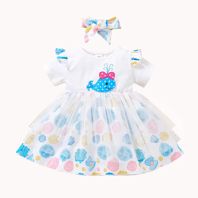 Платье для маленьких девочек цветные Мультяшные кружевные летние платья из тюля
