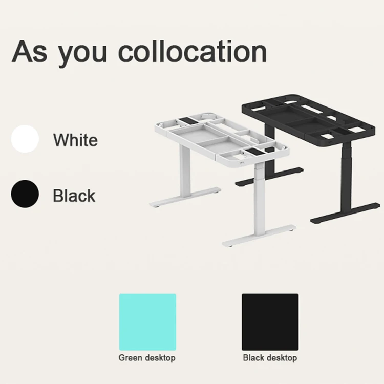 Ergonomic Dual Motor Height Rising Desk Metal Table Sit To Stand Desk Stand Up Standing Computer Desk With Glass Panel