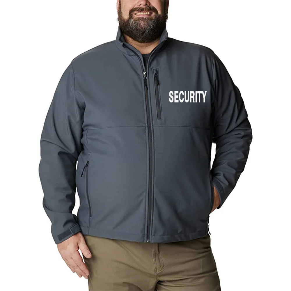 Water Resistant Tactical Soft-shell Jacket With Fleece Interior Autumn Security Guard Windbreaker Jacket With Printing Logo