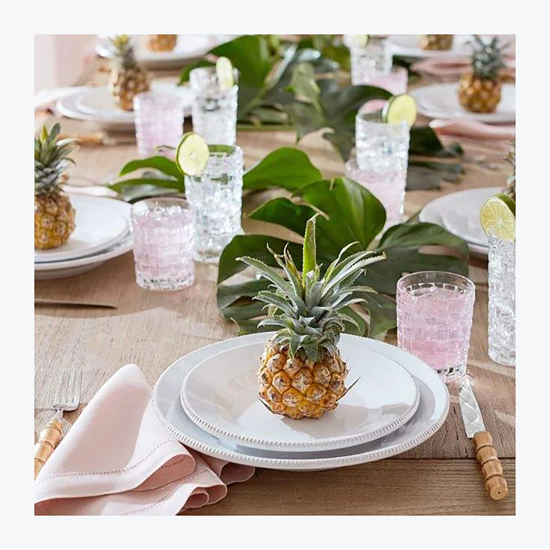 wholesale Plain Hemstitch Cotton Napkins Set Yellow Linen Cloth Washable Napkins Set For Wedding White And Blue Cloth Napkins