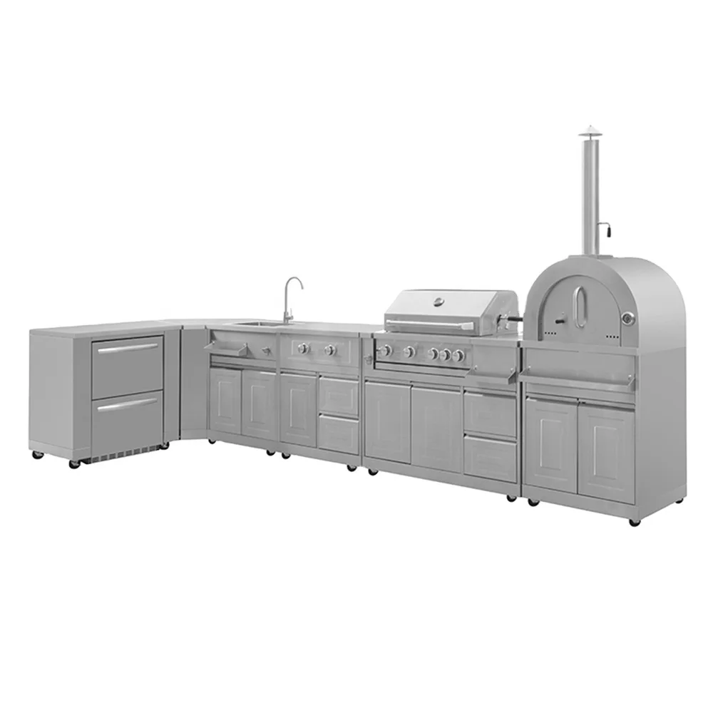 stainless steel oven and grilled outdoor bbq island burning built-in grills outdoor kitchen cabinet set with countertops
