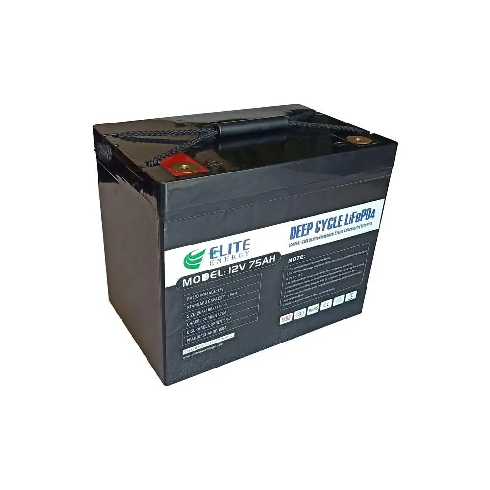 Elite 12V Car Battery 75ah Lithium Ion Phosphate Battery for Car/Truck/Generator