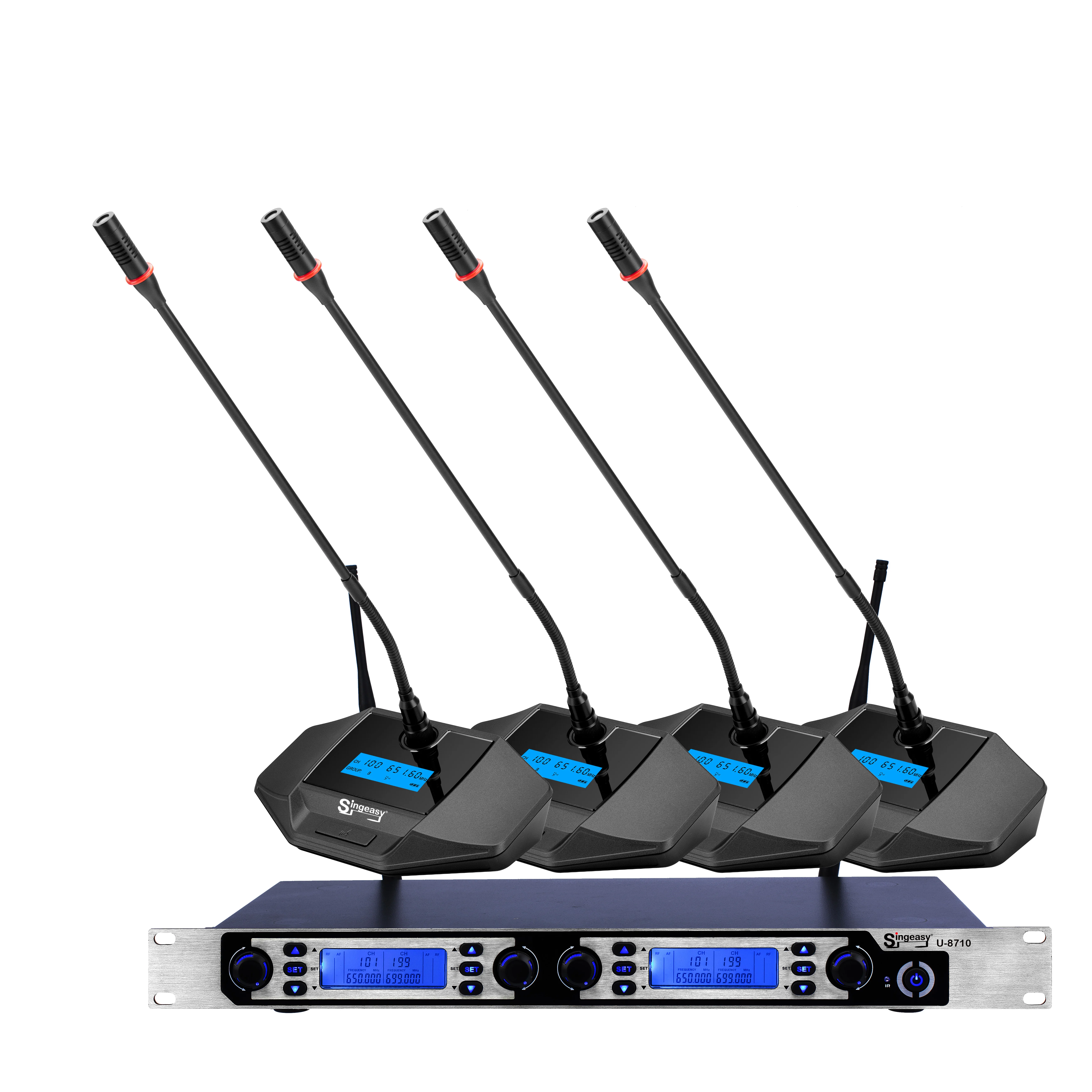 4 канала УВЧ беспроводной микрофон с 200 нескольких частотах U-8710