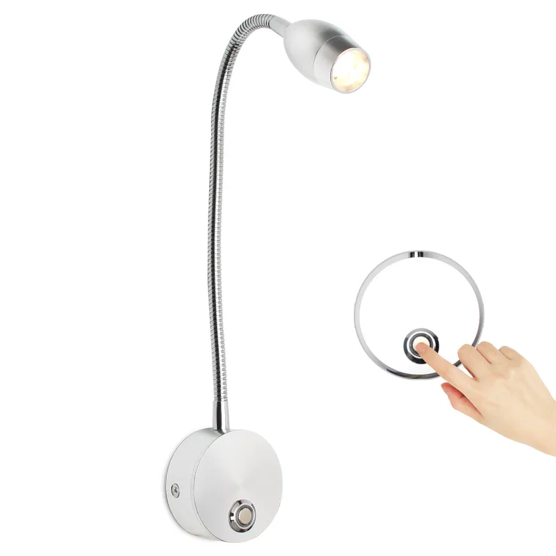 New Hot Selling LED Wall Lamp Bedside Reading Lamp 1w 3w Touch Dimmable Gooseneck Light