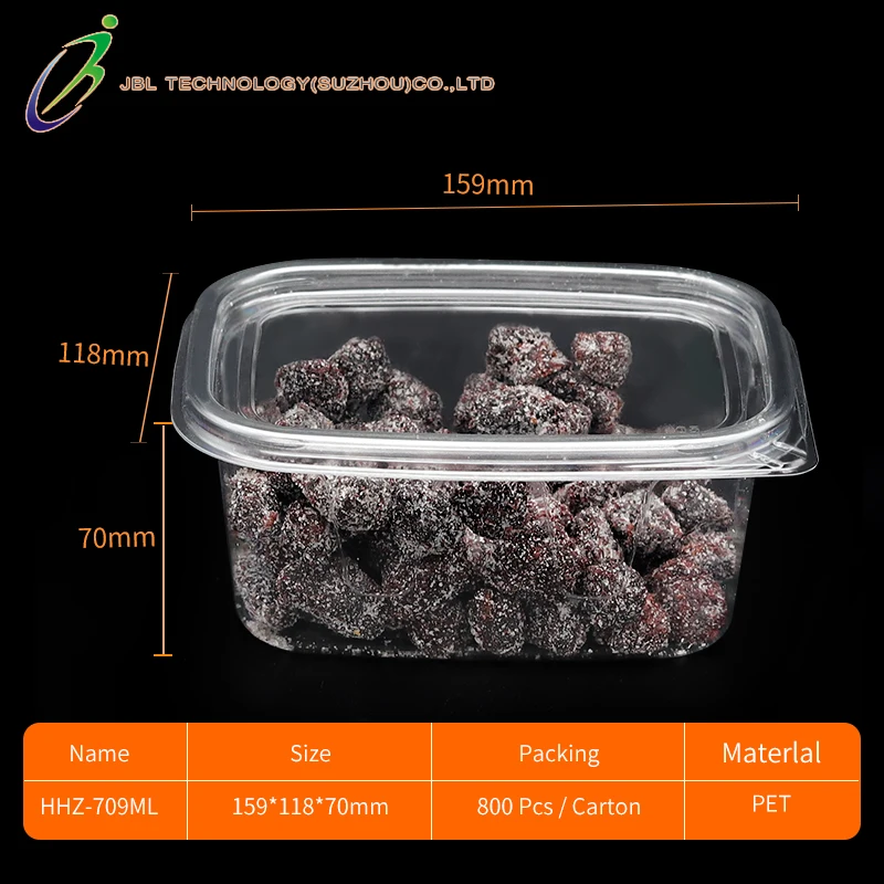 Factory disposable takeaway rectangle rpet deli box fruit salad plastic clear packaging fresh cut fruit container with lid