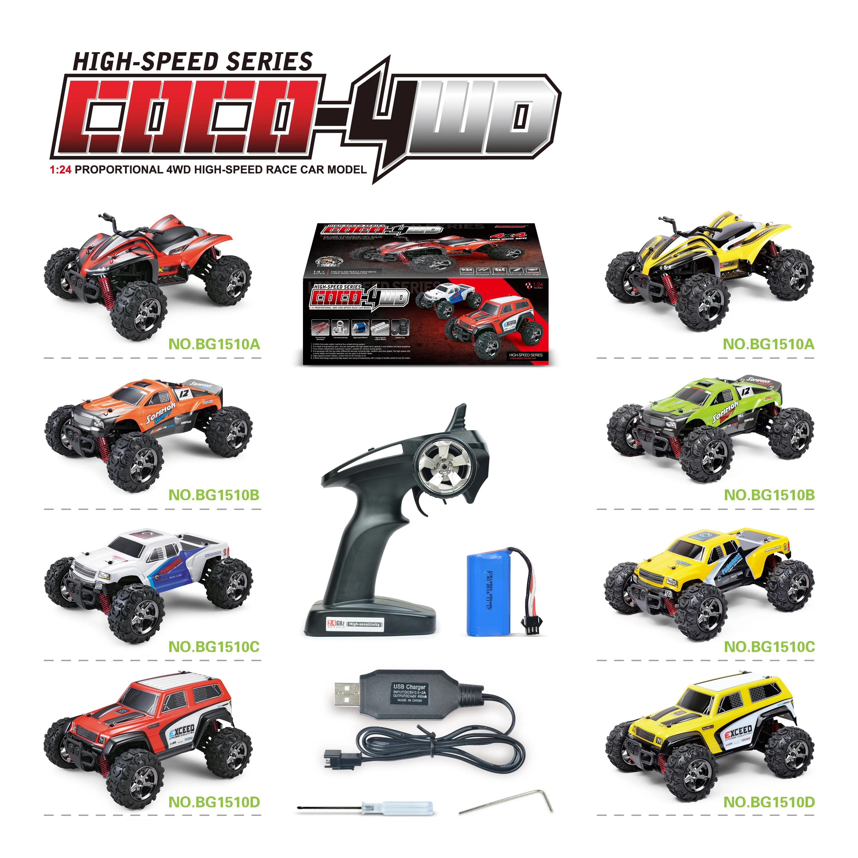 Full scale 1:24  high speed rock climbing powerful  toy cars 4wd off road rc buggy
