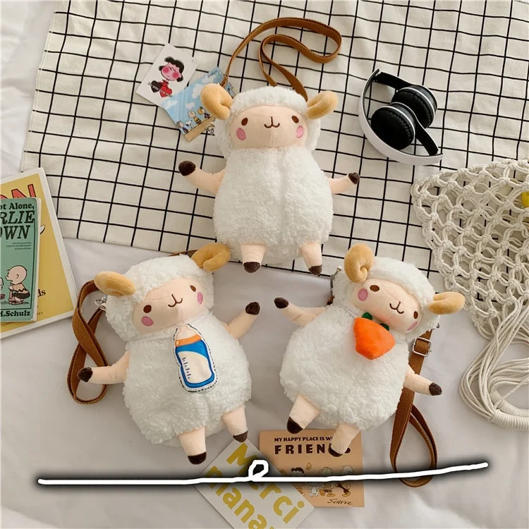 New Cute Cartoon Sheep One-shoulder Kids Bag Fashion Student Plush Doll Trendy Storage Small Jumbo Tote Bag For Women