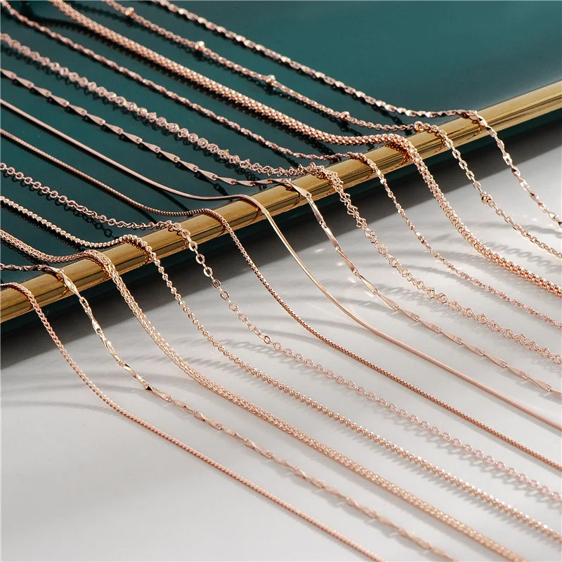 Italian Jewelry 18K Gold Plated DIY Snake Box Bead Wave Link Chains Necklace S925 Silver gold filled chain for Jewelry Making