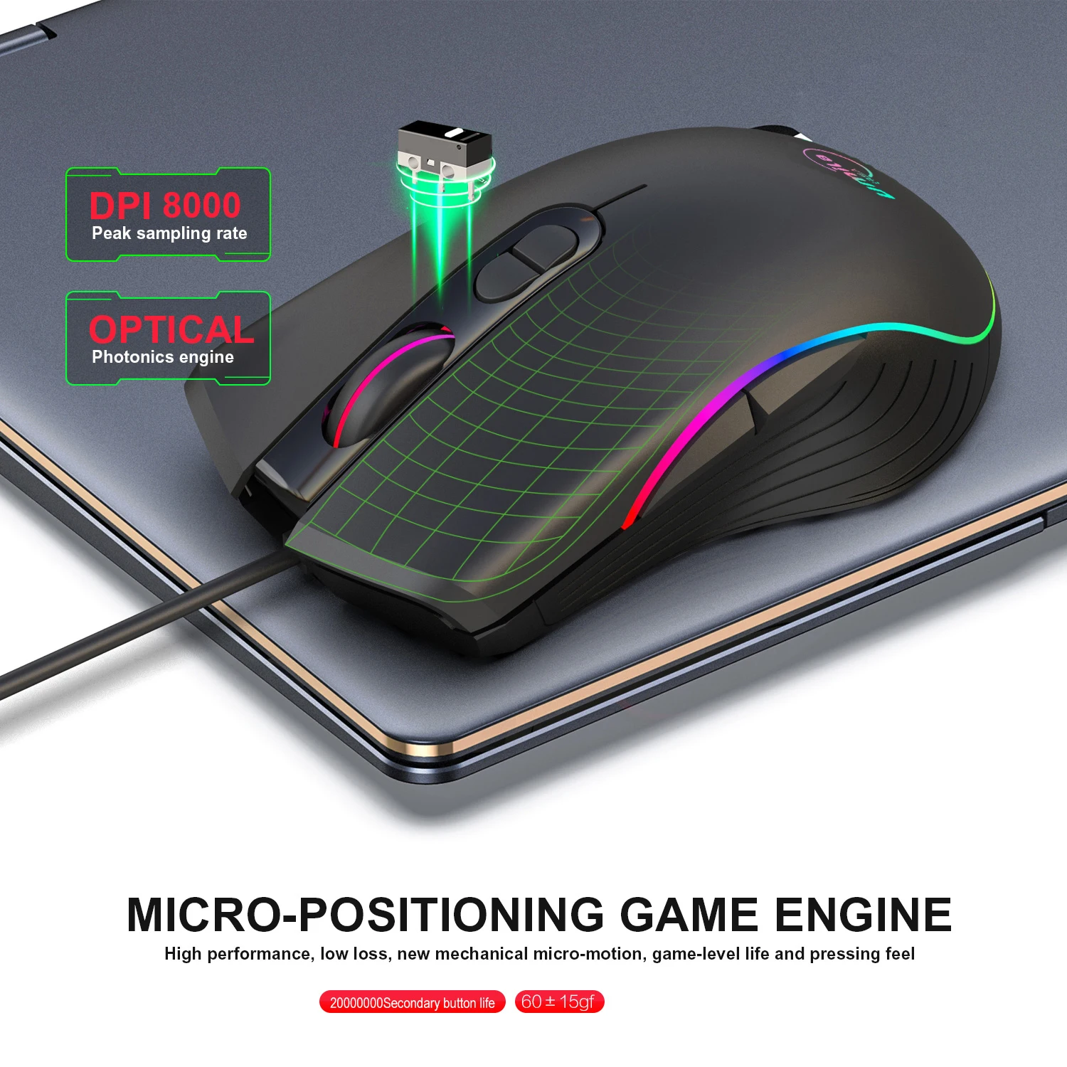 Эргономичная игровая мышь с пользовательским логотипом 7D