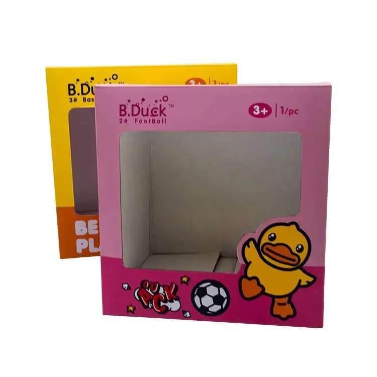 Wholesale custom popular display kids toys square transparent paper box with brand logo packaging