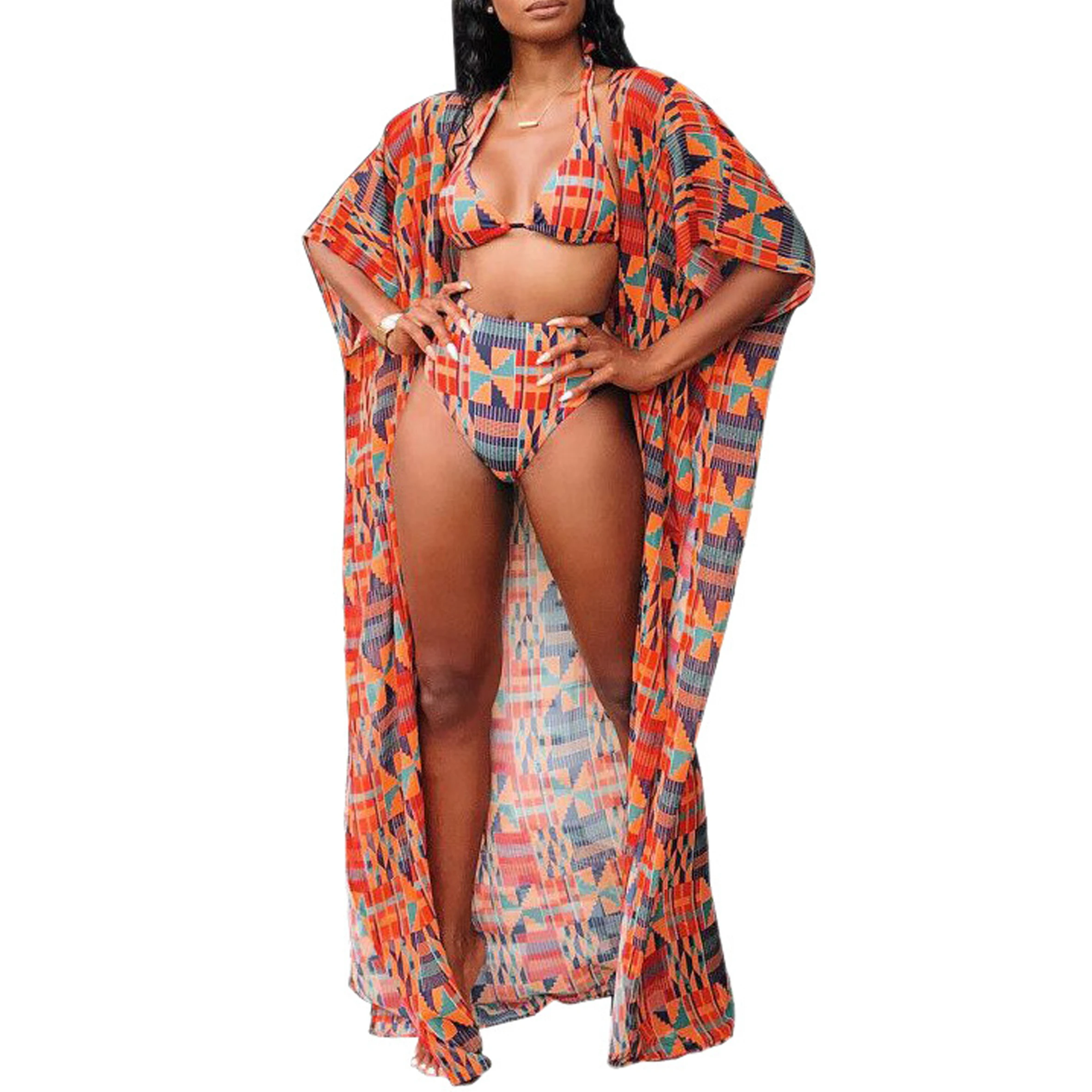 2020 African Print Swimwear & Beachwear 3 Piece Swimsuit