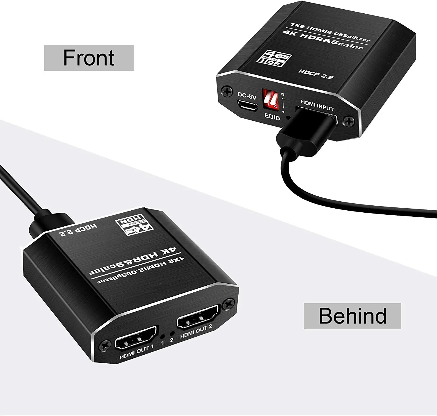 4K 60hz Ultra HD 2160P 3D mini 2 Ports 1 Input 2 Output HDMI Splitter EDID RGB support Scalar with HDCP decoder splitter HDMI