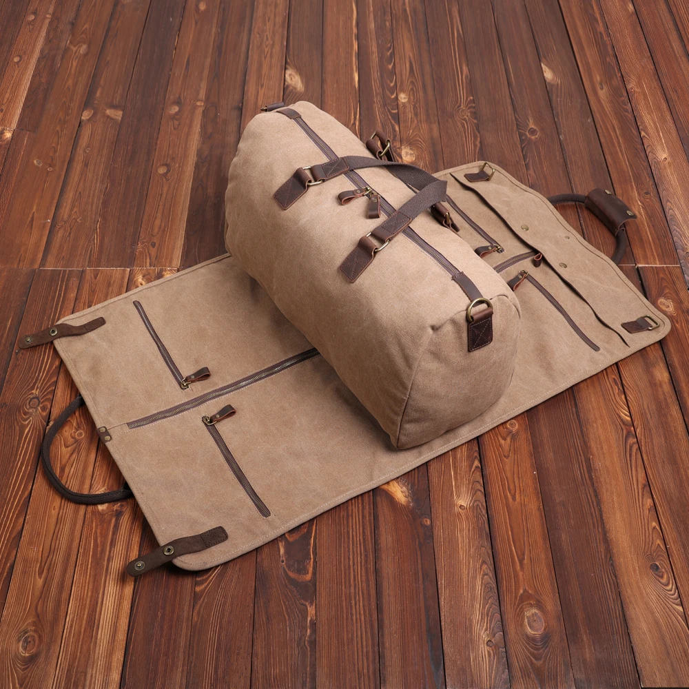 Hot Sale Custom Canvas Garment Bag for Suits Vintage Waterproof Travel Duffel Bag