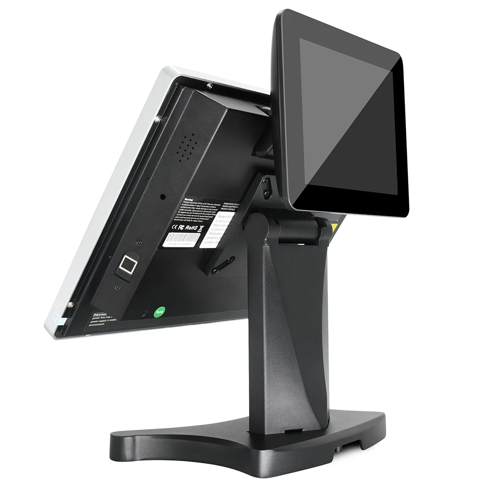 Cash Register Windows System All In One 15 inch Touch Screen Dual Screen 8 inch Customer Display POS Hardware