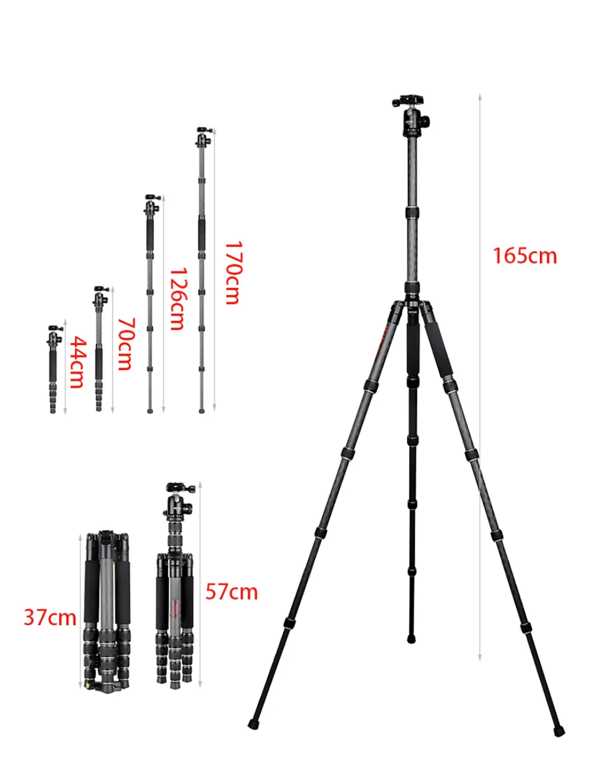 Concept Lightweight Carbon Fiber Camera Tripod Professional Tripod Camera Tripod With Carry Bag