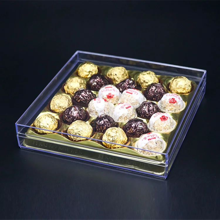 WEISHENG GPPS Plastic Tiramisu Dessert Biscuit Candy Chocolate Box Packaging Wedding Sweet Storage Box for Cookie Ferrero Rocher