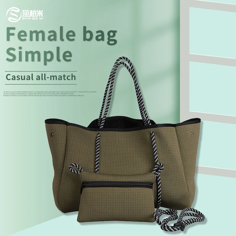 SinoDiving Neoprene  Handbags Multipurpose Women Waterproof Shockproof Neoprene Beach Tote Bag with Movable Board