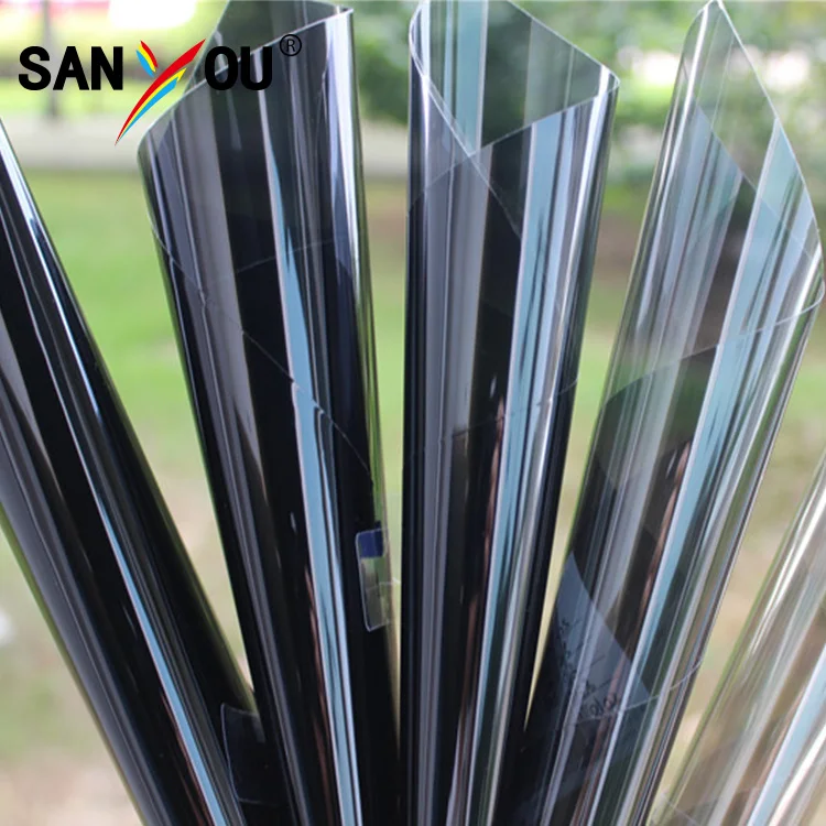 Fast delivery  Factory Direct Sale color changing Privacy protection Black color with different VLT glue tint film for car