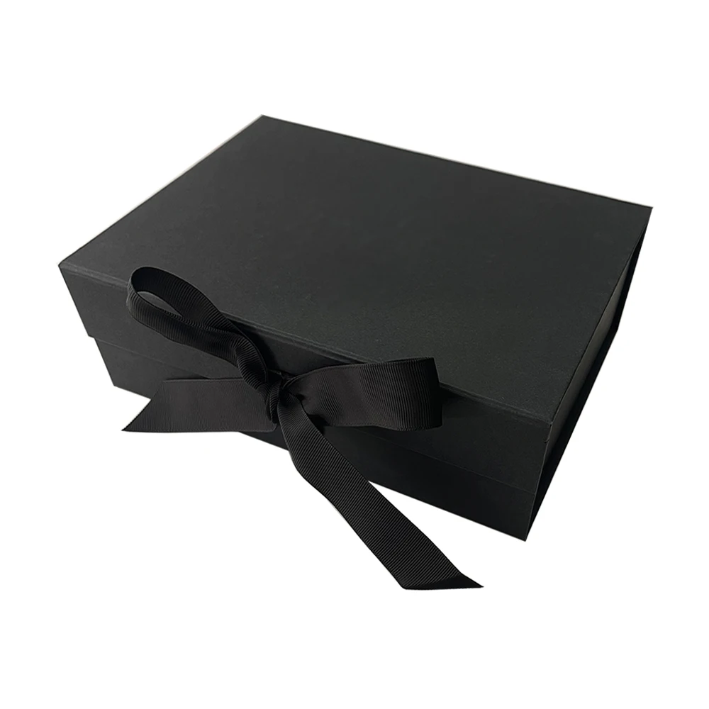 Custom book shaped magnetic closure cardboard gift box magnet lid gift box packaging with ribbon handle