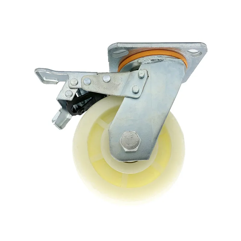 4 5 6 8 inch Trolley Double Brake good quality nylon Heavy Duty Industrial Swivel rigid Casters Wheels of 300KG