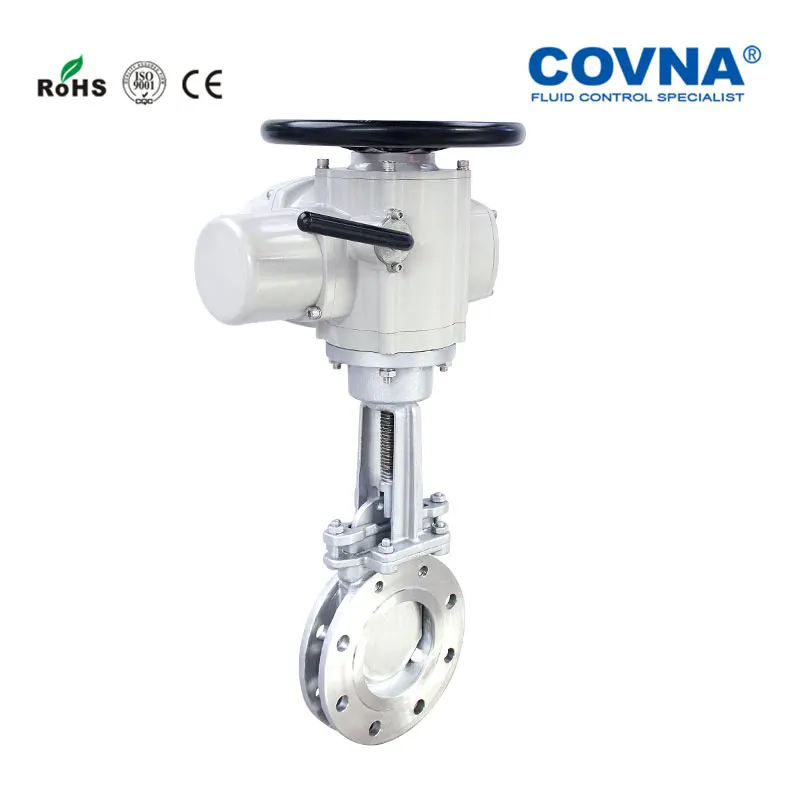 COVNA 12in IP68 Flange Cast Iron Multi-Turn Electric Motorized Actuator Knife Gate Valve