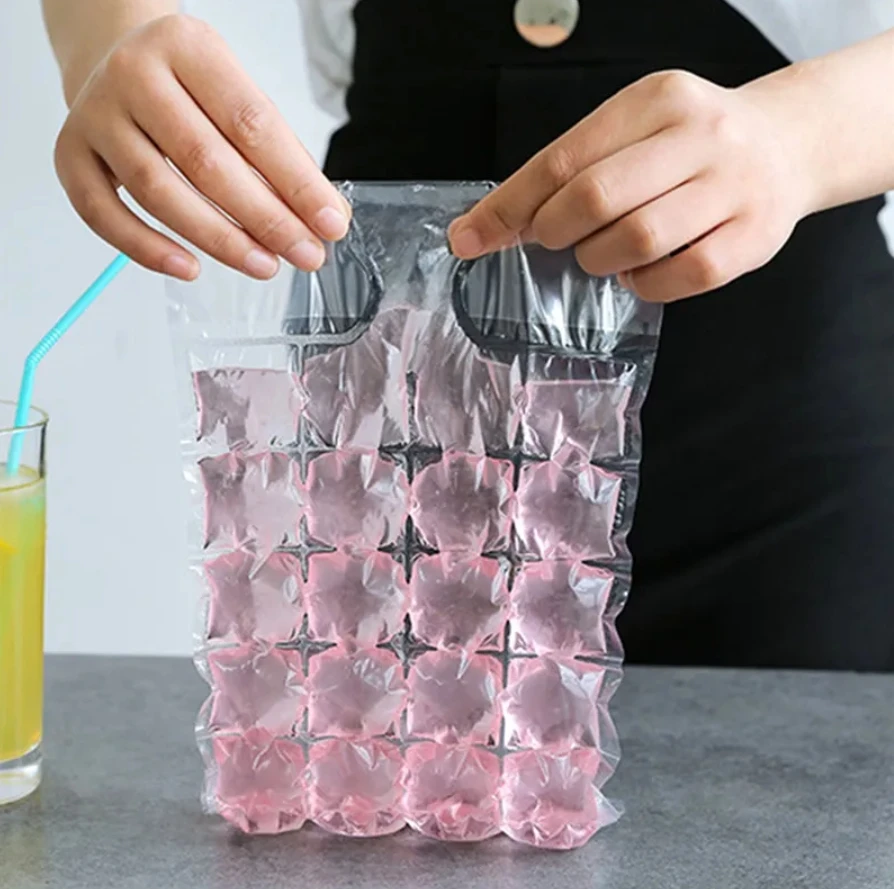 Customized 24 Cubes Plastic Disposable Self-seal Ice Cube Plastic Packaging Bags
