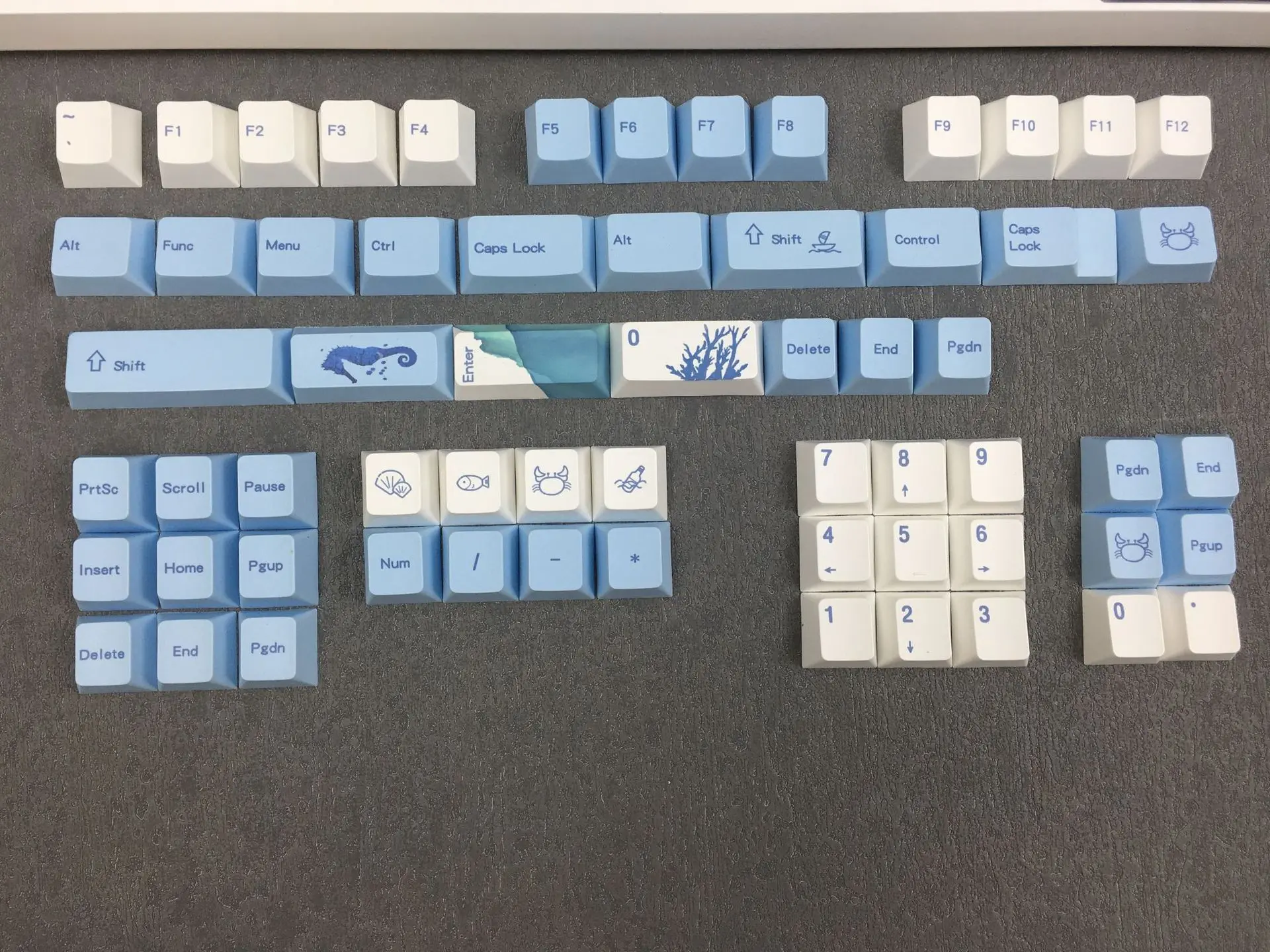 HZGAMER 129 keys Oceans Keycaps Set, Custom HXDA Profile Keycap Pudding Dye Sublimation Keycap