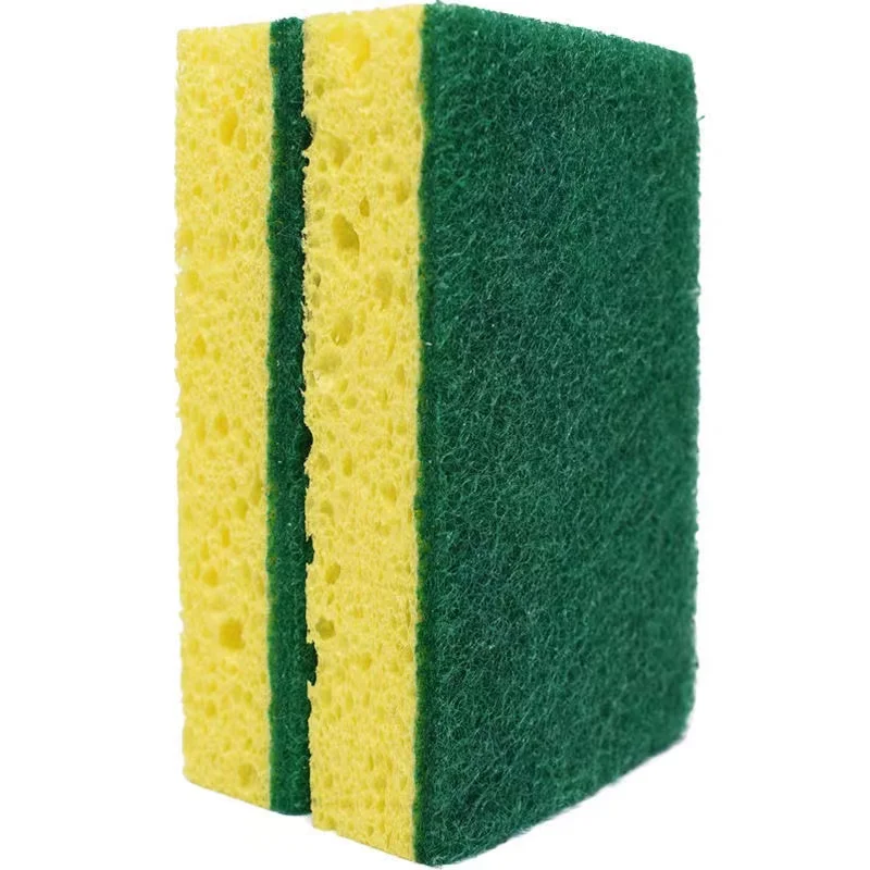 Household kitchen Cleaning Cellulose Sponge Microfiber Kitchen Sponge Dual Scrubber