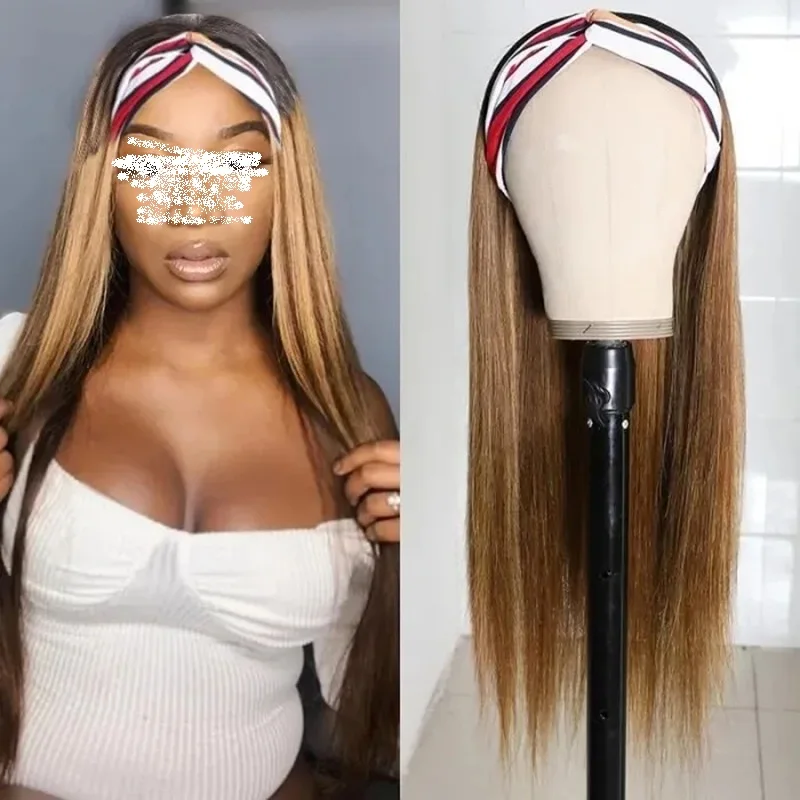 Headband Wig Human Hair Water Wave 16 18 20 22 24 Inch Brazilian Kinky Curly Human Hair Scarf Wigs For Women Glueless No Sew In