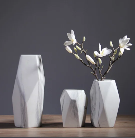 
Wholesale Modern simple marbled ceramic flower arrangement vase for interior decoration 