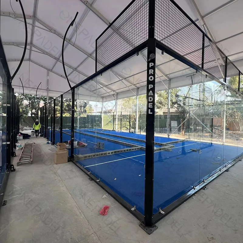 Factory supply 100% hot dip galvanized poles padel court 10+ years warranty with tent golden quality