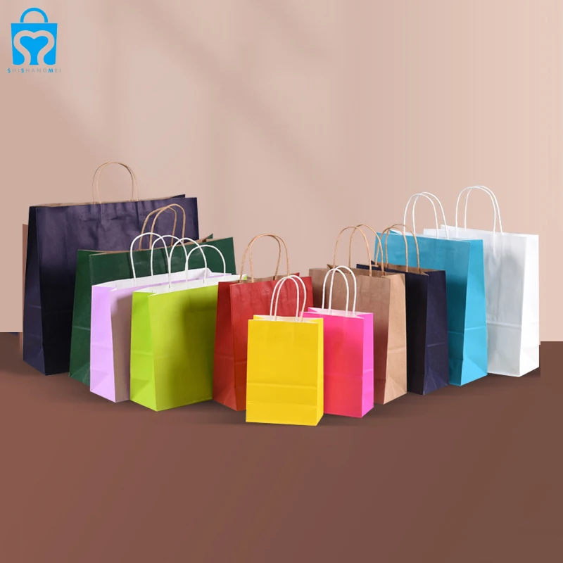 China wholesale custom paper packing bag with handle white black pink brown kraft shopping paper bag with your own logo print